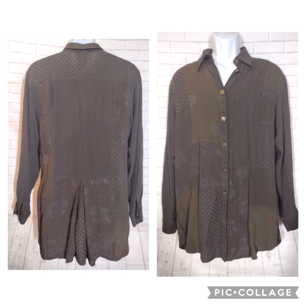 Max & Mabel Patch Floral And Striped Button Down Shirt